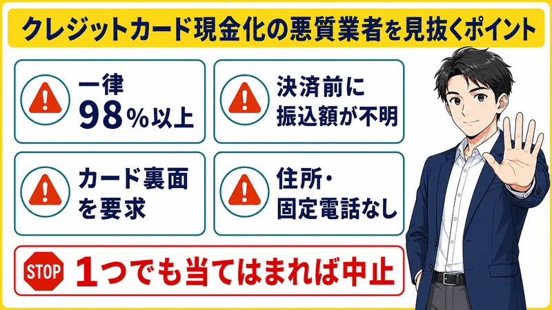 クレジットカード現金化の悪質業者を見抜くポイント