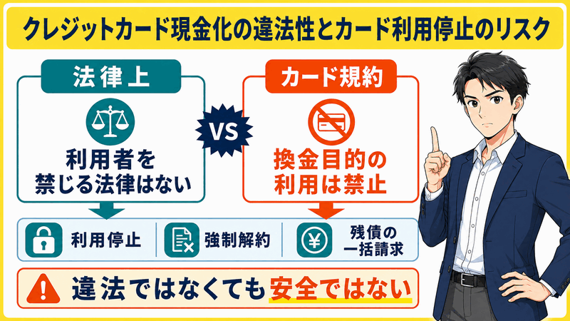 クレジットカード現金化の違法性とカード利用停止のリスク