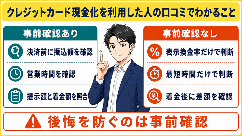 クレジットカード現金化を利用した人の口コミでわかること